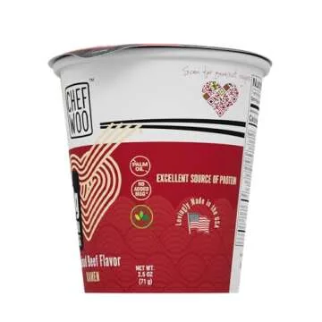 High Protein Vegan Ramen Cups by CHEF WOO - 12 Pack