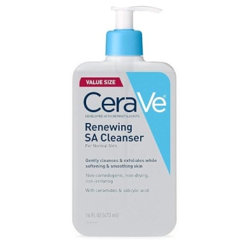 CeraVe Renewing Salicylic Acid Cleanser - Gentle Exfoliating Face Wash with Hyaluronic Acid, Niacina...