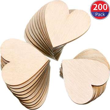 Tatuo 200 Pcs Wooden Hearts for Crafts Small Blank Wooden Shapes Cutouts DIY Unfinished Wooden Ornaments Heart Tag for Guest Book Art Project Birthday Embellishments(1 Inch)