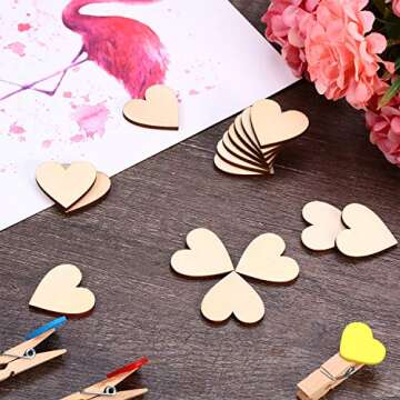 Tatuo 200 Pcs Wooden Hearts for Crafts Small Blank Wooden Shapes Cutouts DIY Unfinished Wooden Ornaments Heart Tag for Guest Book Art Project Birthday Embellishments(1 Inch)