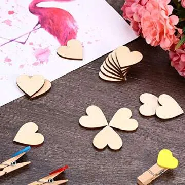 Tatuo 200 Pcs Wooden Hearts for Crafts Small Blank Wooden Shapes Cutouts DIY Unfinished Wooden Ornaments Heart Tag for Guest Book Art Project Birthday Embellishments(1 Inch)