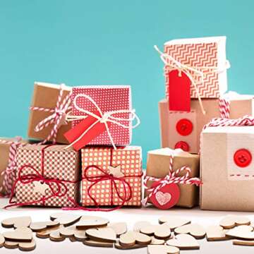 Tatuo 200 Pcs Wooden Hearts for Crafts Small Blank Wooden Shapes Cutouts DIY Unfinished Wooden Ornaments Heart Tag for Guest Book Art Project Birthday Embellishments(1 Inch)