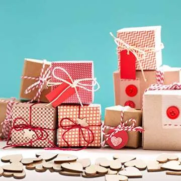 Tatuo 200 Pcs Wooden Hearts for Crafts Small Blank Wooden Shapes Cutouts DIY Unfinished Wooden Ornaments Heart Tag for Guest Book Art Project Birthday Embellishments(1 Inch)