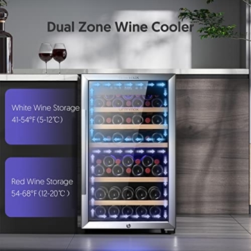 UNTOMAX Wine Fridge Dual Zone for 52 Bottles
