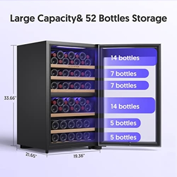 UNTOMAX Wine Fridge Dual Zone for 52 Bottles