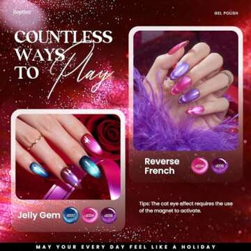 Beetles Cat Eye Gel Nail Polish Set, 20 Colors Magnetic Gel Polish Red Purple Blue Color Polish Set with Double-ended Pen and Magnet, Base&Top Coat, Manicured Soak Off UV Spring Gifts for Women