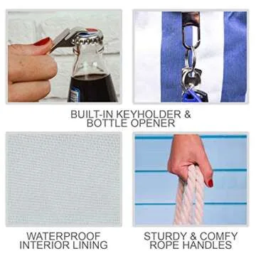 SHYLERO Beach Bag - Waterproof Tote with Pouch