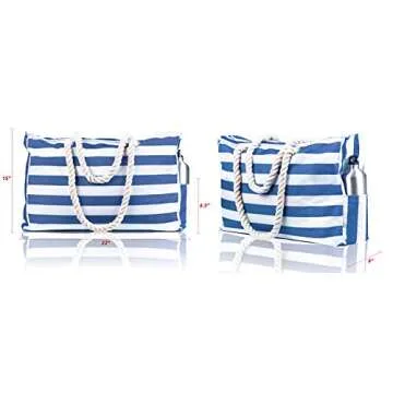 SHYLERO Beach Bag - Waterproof Tote with Pouch