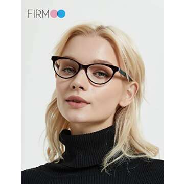 Firmoo Blue Light Blocking Glasses, Reduce Headache Anti Eye Strain, Cat Eye Computer Glasses, Bluelight Blocker Eyeglasses for Women(Pink Tortoise Frame)