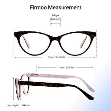 Firmoo Blue Light Blocking Glasses, Reduce Headache Anti Eye Strain, Cat Eye Computer Glasses, Bluelight Blocker Eyeglasses for Women(Pink Tortoise Frame)