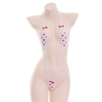 YOMORIO Micro Bikini Strawberry String Lingerie Set Anime Cosplay Thong Bikini (style3)