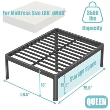 Yitong Angel 18 Inch Queen Heavy Duty Metal Bed Frame