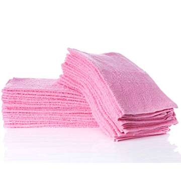 Simpli-Magic Cotton Set, Washcloths, 24 Pack, 12” x 12”, Pink