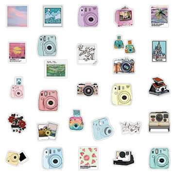 Camera Stickers, 50 Pcs VSCO Aesthetic Decorative Decals Waterproof Vinyl Stickers for Scrapbook Lap...