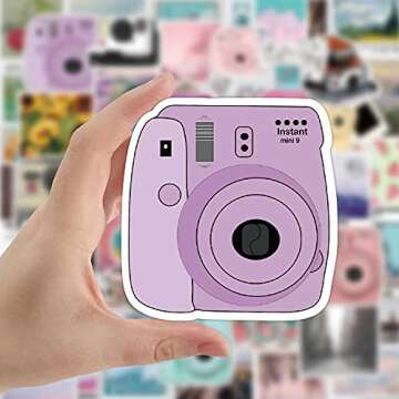 Camera Stickers, 50 Pcs VSCO Aesthetic Decorative Decals Waterproof Vinyl Stickers for Scrapbook Laptop, Water Bottle, Luggage, Skateboard Phone Gifts forTeens Adults Kids Boys Girls (Camera Stickers)