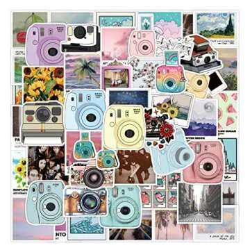 Camera Stickers, 50 Pcs VSCO Aesthetic Decorative Decals Waterproof Vinyl Stickers for Scrapbook Laptop, Water Bottle, Luggage, Skateboard Phone Gifts forTeens Adults Kids Boys Girls (Camera Stickers)