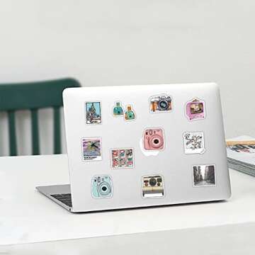 Camera Stickers, 50 Pcs VSCO Aesthetic Decorative Decals Waterproof Vinyl Stickers for Scrapbook Laptop, Water Bottle, Luggage, Skateboard Phone Gifts forTeens Adults Kids Boys Girls (Camera Stickers)