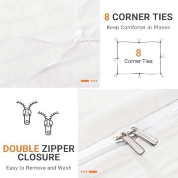 HYMOKEGE Ultra Soft Seersucker Duvet Cover Queen Set