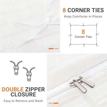 HYMOKEGE Ultra Soft Seersucker Duvet Cover Queen Set