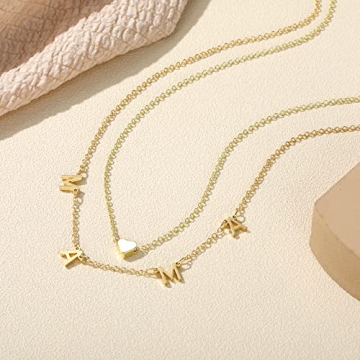 BUREI Mama Necklace - Elegant 14K Gold-Plated Gift for Moms