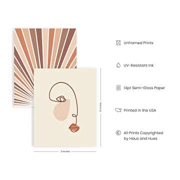 HAUS AND HUES Boho Prints for Wall Decor - Set of 6 Geometric Posters and Bohemian Art Prints Mid Ce...