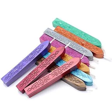 Sealing Wax Sticks, Yoption 10 Pcs Seal Wax Sticks with Wicks Multi-Color Seal Wax for Wax Seal Stamp (Mix Color)