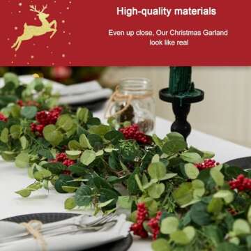 6.3FT Christmas 144 Branch Tips Cedar Garlands, Anna's Whimsy Artificial Pine Cypress Greenery Garland, Christmas Decorations Holiday Indoor Outdoor Christmas Decor Winter Garland