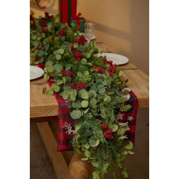 6.3FT Christmas 144 Branch Tips Cedar Garlands, Anna's Whimsy Artificial Pine Cypress Greenery Garland, Christmas Decorations Holiday Indoor Outdoor Christmas Decor Winter Garland