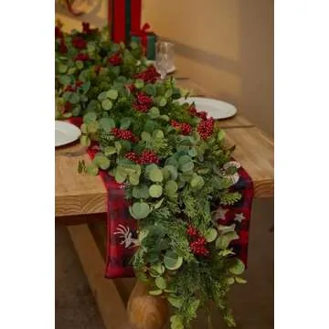 6.3FT Christmas 144 Branch Tips Cedar Garlands, Anna's Whimsy Artificial Pine Cypress Greenery Garland, Christmas Decorations Holiday Indoor Outdoor Christmas Decor Winter Garland