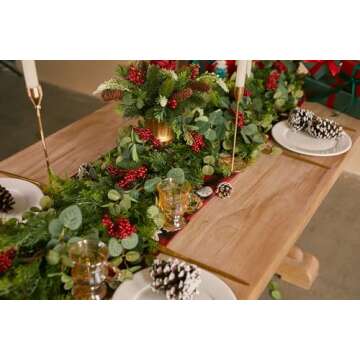 6.3FT Christmas 144 Branch Tips Cedar Garlands, Anna's Whimsy Artificial Pine Cypress Greenery Garland, Christmas Decorations Holiday Indoor Outdoor Christmas Decor Winter Garland