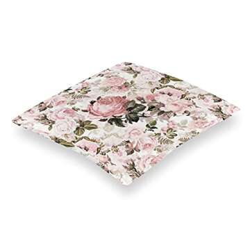 Gearsly Vintage Floral Plants Throw Pillow Covers,Shabby Chic Pink Rose Velvet Pillowcase Home Decorative Cushion Covers for Sofa Bedroom Car Livingroom Home Decor 18"X18"