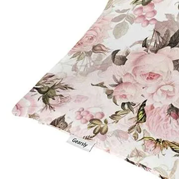 Gearsly Vintage Floral Plants Throw Pillow Covers,Shabby Chic Pink Rose Velvet Pillowcase Home Decorative Cushion Covers for Sofa Bedroom Car Livingroom Home Decor 18"X18"