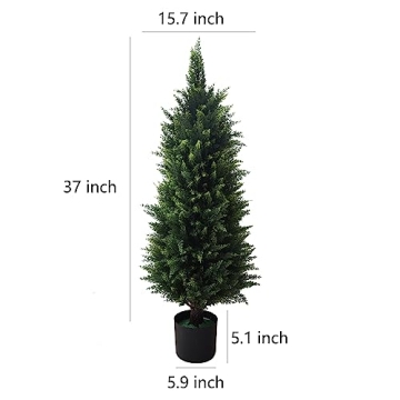 37 Inch Artificial Cedar Topiary Trees - Perfect for Indoors and Outdoors
