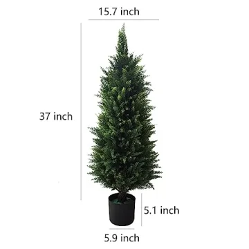 37 Inch Artificial Cedar Topiary Trees - Perfect for Indoors and Outdoors