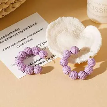 Vibrant Bohemian Rattan Earrings for Summer Beach Style