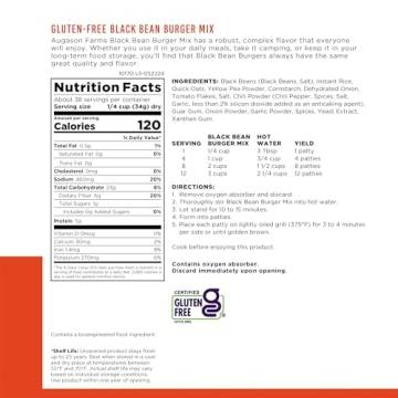 Augason Farms Black Bean Burger Mix for Healthy Living