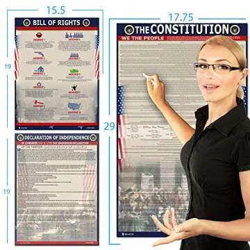 American Founding documents LARGE Laminated 3 pack: US Constitution with all amendments, Declaration of Independence and Bill of Rights (18x29) Young N Refined