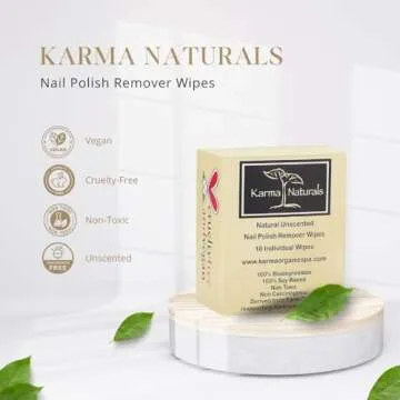 Karma Organic Nail Polish Remover Wipes - Pack of 10