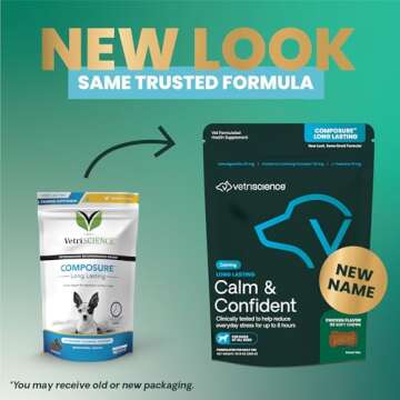 VetriScience Calm & Confident Chews - 90 Count of Chicken Flavored Calming Treats for Dogs, Supports...