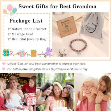 UNGENT THEM Grandma Christmas Gifts Best Grandma Presents Ideas Bracelet Grandmother Grandparents Mothers Day Valentines Day 60th 70th 80th Birthday Abuela Gifts for Elderly Women