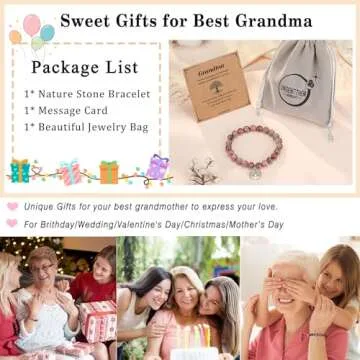 UNGENT THEM Grandma Christmas Gifts Best Grandma Presents Ideas Bracelet Grandmother Grandparents Mothers Day Valentines Day 60th 70th 80th Birthday Abuela Gifts for Elderly Women