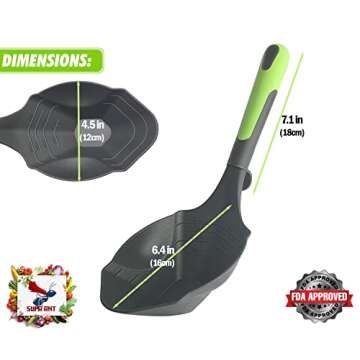 Supa Ant Soup Ladle for Kitchen - Canning Ladle with Pour Spout (8 oz) BPA free and Heat Resistant - Silicone Large Canning Scoop with Pot Clip and Hook Hole - Kitchen Ladel for Cooking