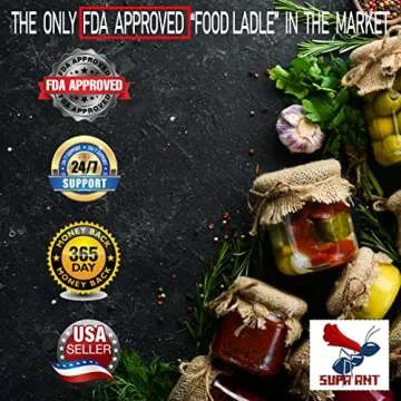 Supa Ant Soup Ladle for Kitchen - Canning Ladle with Pour Spout (8 oz) BPA free and Heat Resistant - Silicone Large Canning Scoop with Pot Clip and Hook Hole - Kitchen Ladel for Cooking