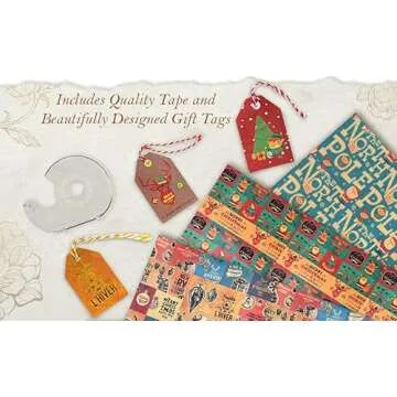 Vintage Kraft Christmas Wrapping Paper – 3 Retro Mid-Century Designs (Reindeer, Mistletoe, Soda Shoppe) – 112.5 Sq Ft for Gifts, Shipping & Crafts