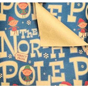 Vintage Kraft Christmas Wrapping Paper – 3 Retro Mid-Century Designs (Reindeer, Mistletoe, Soda Shoppe) – 112.5 Sq Ft for Gifts, Shipping & Crafts