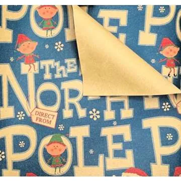 Vintage Kraft Christmas Wrapping Paper – 3 Retro Mid-Century Designs (Reindeer, Mistletoe, Soda Shoppe) – 112.5 Sq Ft for Gifts, Shipping & Crafts