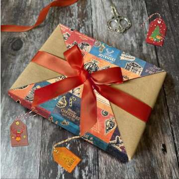 Vintage Kraft Christmas Wrapping Paper – 3 Retro Mid-Century Designs (Reindeer, Mistletoe, Soda Shoppe) – 112.5 Sq Ft for Gifts, Shipping & Crafts