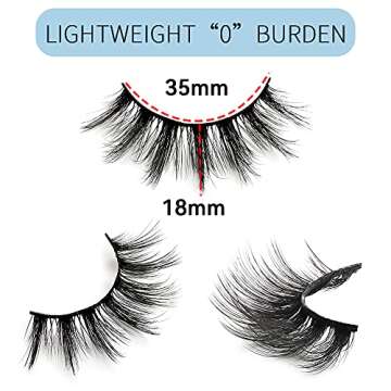 Brieve 18mm 5 Pairs 3D False Eyelashes Pack Fluffy Thick Curled Faux Mink Lashes Strip Lash Natural Look Makeup Tools(3DX05)