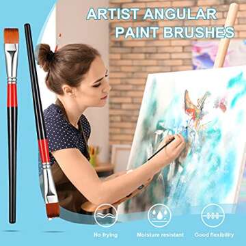 Paint Brush Acrylic Paint Brushes Small Artist Paint Brushes Craft Paint Brushes Art Brush Flat Paint Brush for Acrylic Watercolor Oil Gouache Painting (8, 3/4inch)