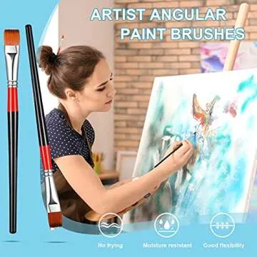Paint Brush Acrylic Paint Brushes Small Artist Paint Brushes Craft Paint Brushes Art Brush Flat Paint Brush for Acrylic Watercolor Oil Gouache Painting (8, 3/4inch)